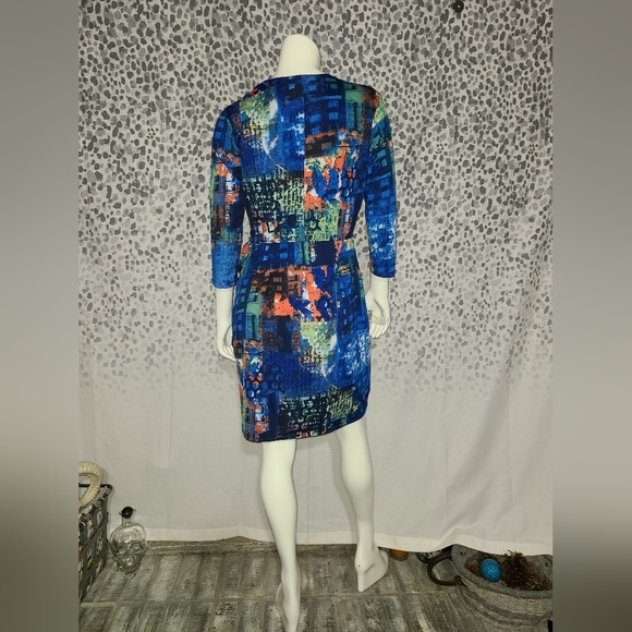 Oleg Cassini Side Tie Dress, Graphic Print Size 4 - Picture 5 of 7